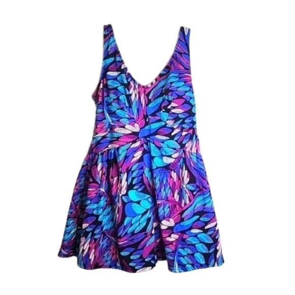 Slimming Swimdress Bright Colors Size 14 Padded Bathing Suit Beach Belle - Picture 1 of 9